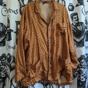 Vintage Bergdorf Goodman Orange & blue silk paisley print button down. XL54
